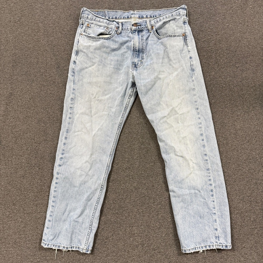Vintage Levis 505 Straight Leg Jeans Mens 35x27 Light Wash Good Distressed